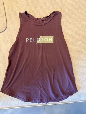 Peloton Tank Top in Plum with Pale Green Logo